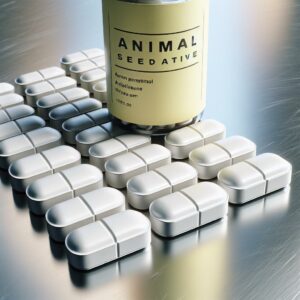 Pills with animal sedative label