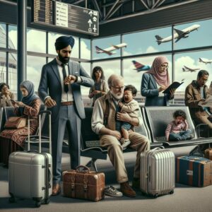 Stranded travelers at airport