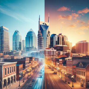 "Nashville skyline transformation concept"