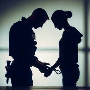 Policeman Handcuffing Suspect Silhouette