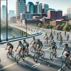 "Cyclists on Nashville city routes"