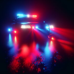 Police car light at night