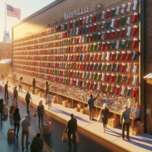 Nashville's community stocking charity wall