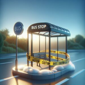 Bus Stop with Caution Tape