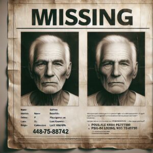 Age-progressed missing person poster