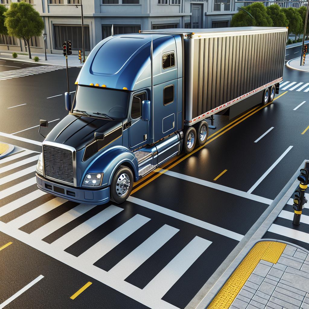 Semi-truck near pedestrian crosswalk