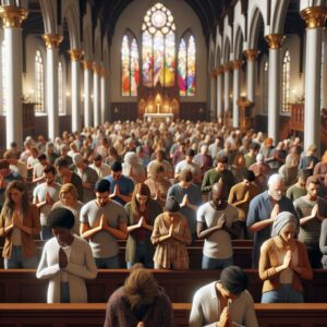 LGBTQ+ community praying in church