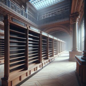 Empty shelves in iconic store