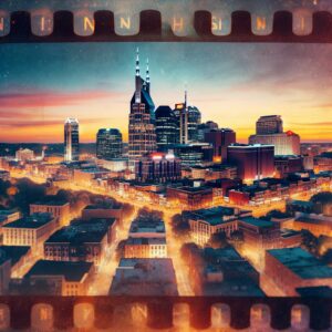 Nashville skyline, film reel overlay