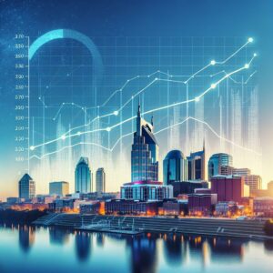 Nashville skyline with growth chart