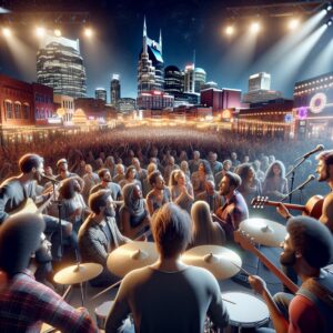 Nashville concert under city lights