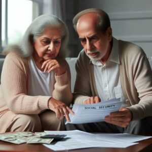 Elderly couple studying Social Security