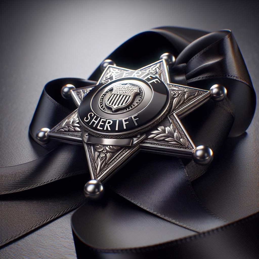 Sheriff's badge with black ribbon