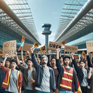 Rideshare Drivers Protesting at Airport