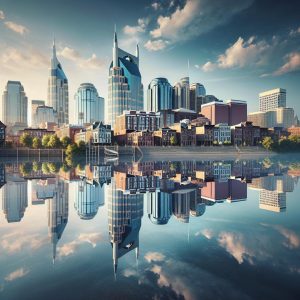 Nashville skyline reflecting near-disaster history