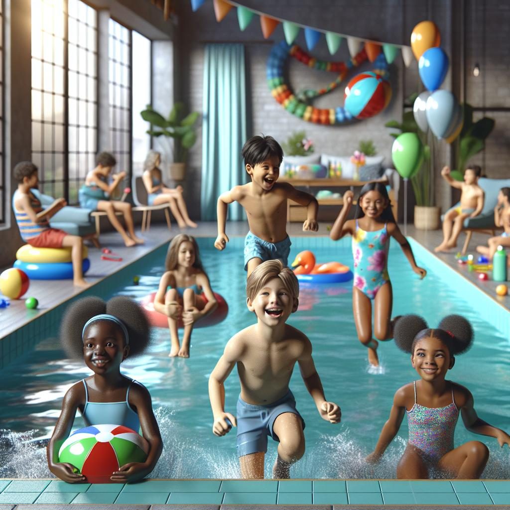 Kids enjoying indoor pool party