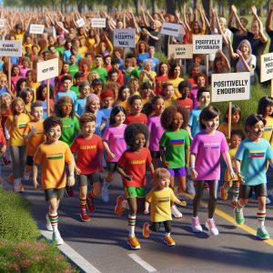 Kids participating in charity walk