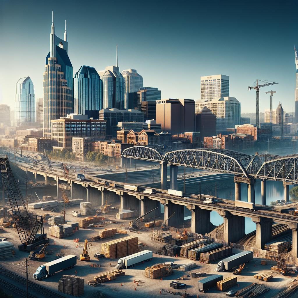 Nashville skyline with construction site