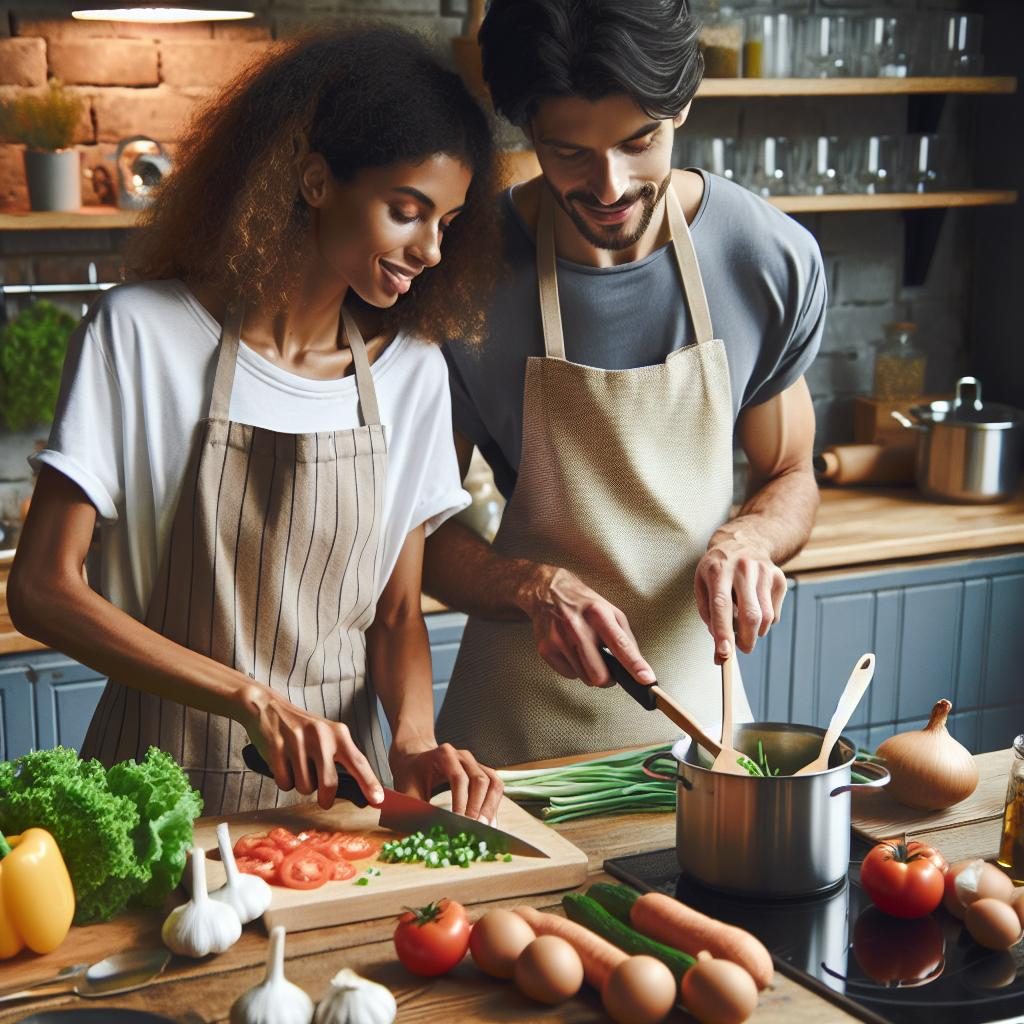 Culinary Couple Cooking Together