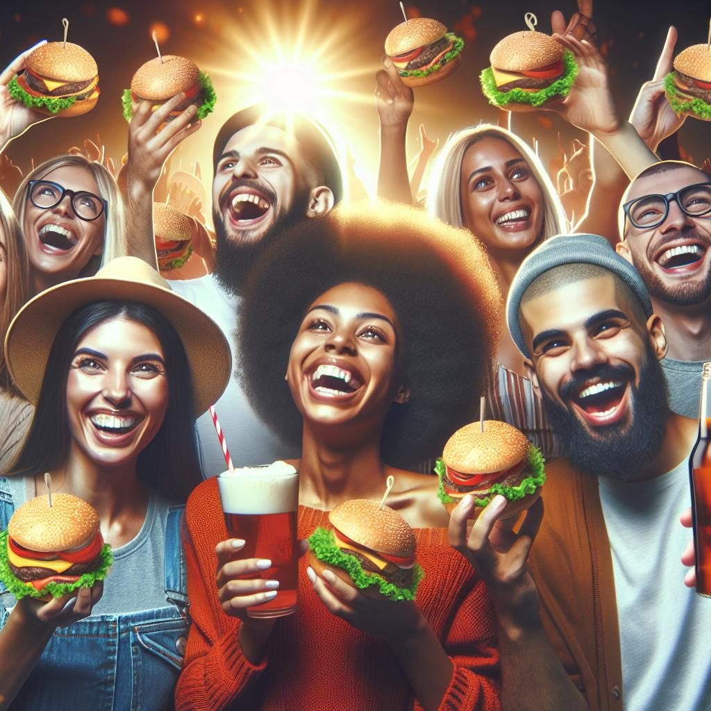 Burger excitement celebration