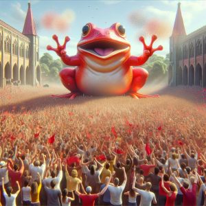 Giant Red Frog Celebration