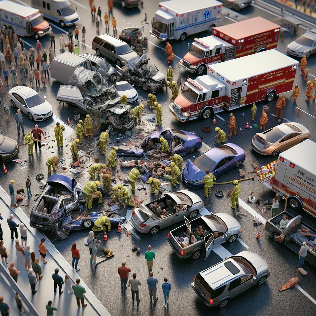 Multi-vehicle crash scene