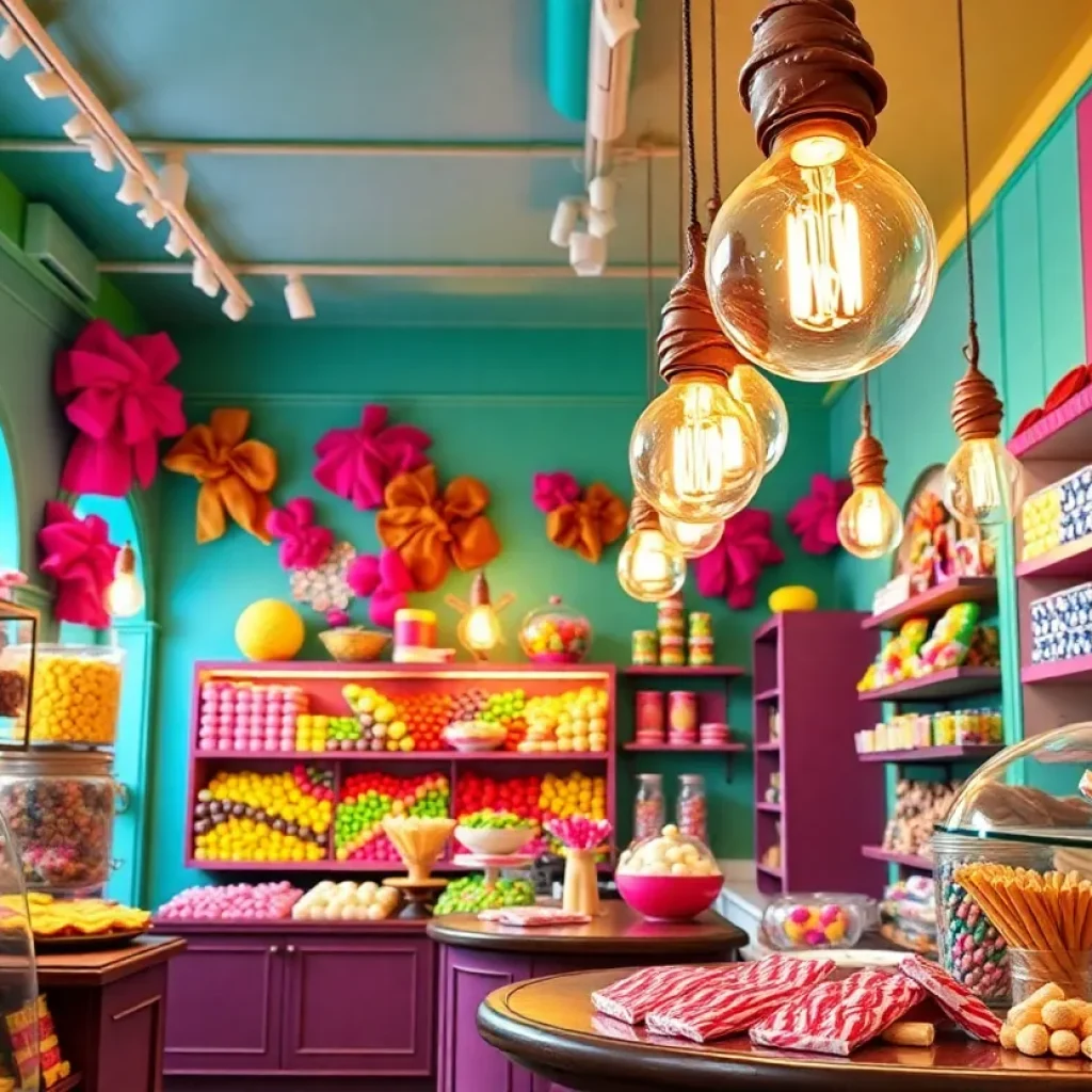 Interior view of Goo Goo Chocolate Co. with candy displays