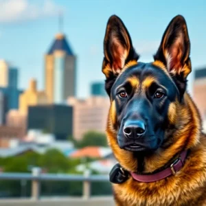 K9 Thor, a Belgian Malinois dog, ready for duty with the Nashville Police Department.