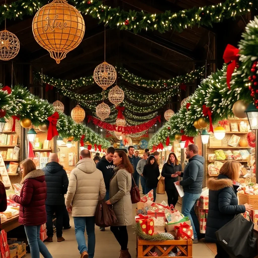 Families enjoying the Christmas Village in Nashville with festive decorations