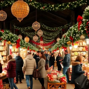 Families enjoying the Christmas Village in Nashville with festive decorations