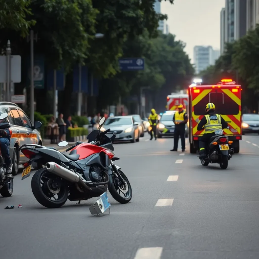 Emergency responders at a motorcycle accident site in Nashville.