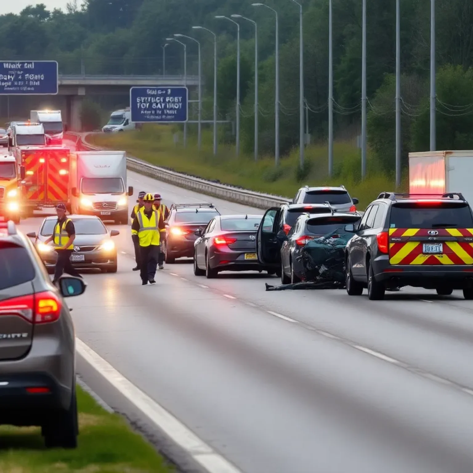 Scene of a multi-vehicle crash on I-24 in Smyrna, TN