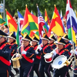 Stewarts Creek High School Band marching in a parade