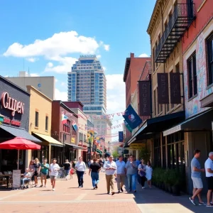 View of 12 South neighborhood in Nashville with shops and eateries