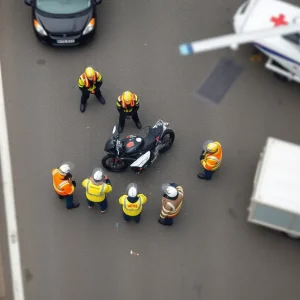 Emergency responders at a motorcycle accident scene in Clarksville