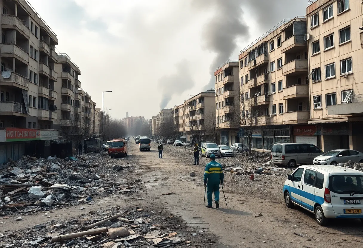 Destruction from drone attacks in Ukrainian city