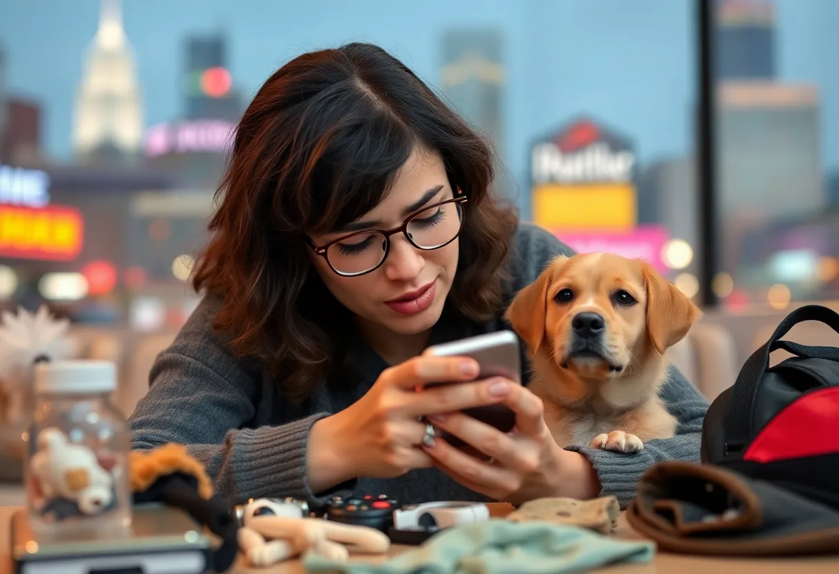 A worried pet owner in Nashville receiving a call about lost pets.