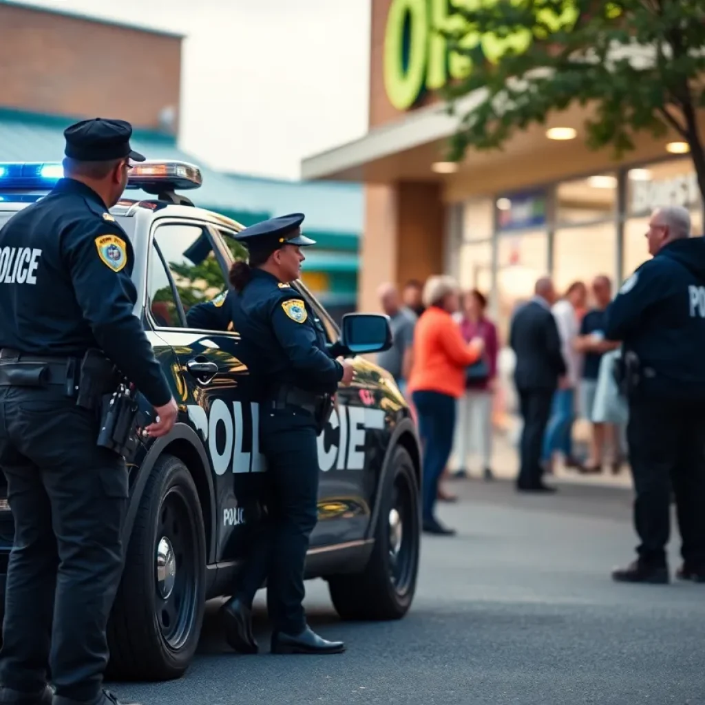 Police officers at a grocery store in Mt. Juliet