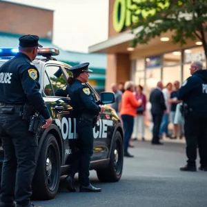 Police officers at a grocery store in Mt. Juliet