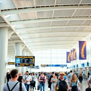 Nashville International Airport with proposed name change sign