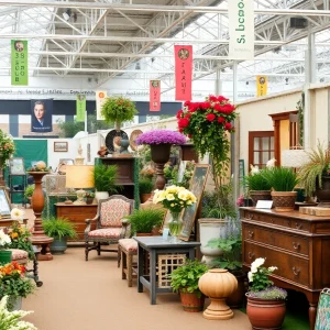 Antiques and garden displays at the Nashville Antiques and Garden Show.