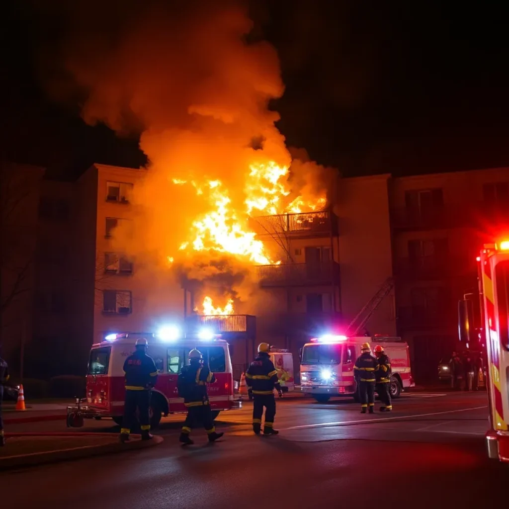 Firefighters putting out flames at an apartment complex in Nashville