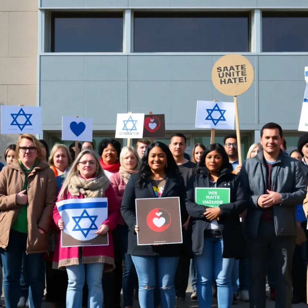 Community members standing together in Nashville to oppose hate groups.