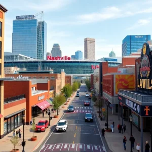 A view of Nashville's skyline featuring developments and new attractions in 2025.