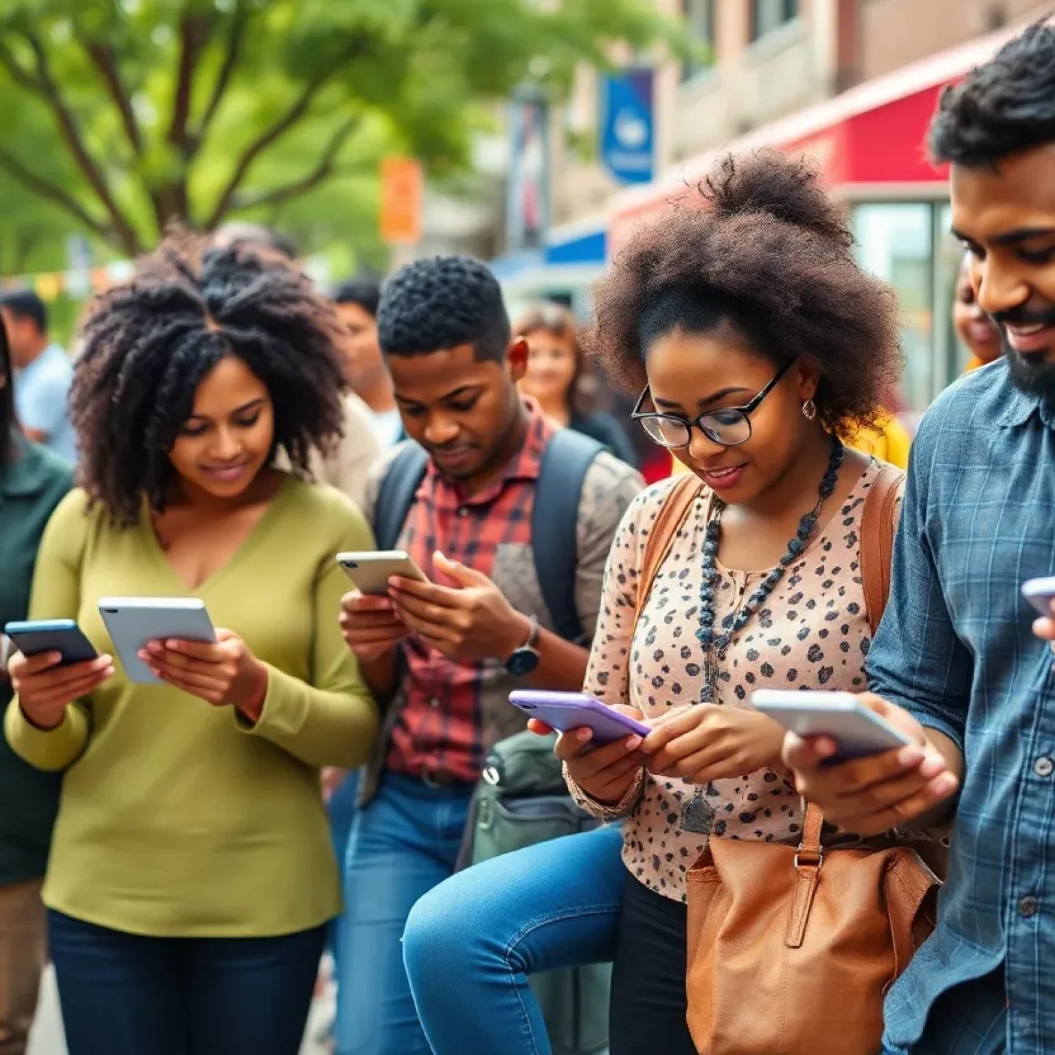 Community members in Nashville engaged with technology, emphasizing digital inclusion.