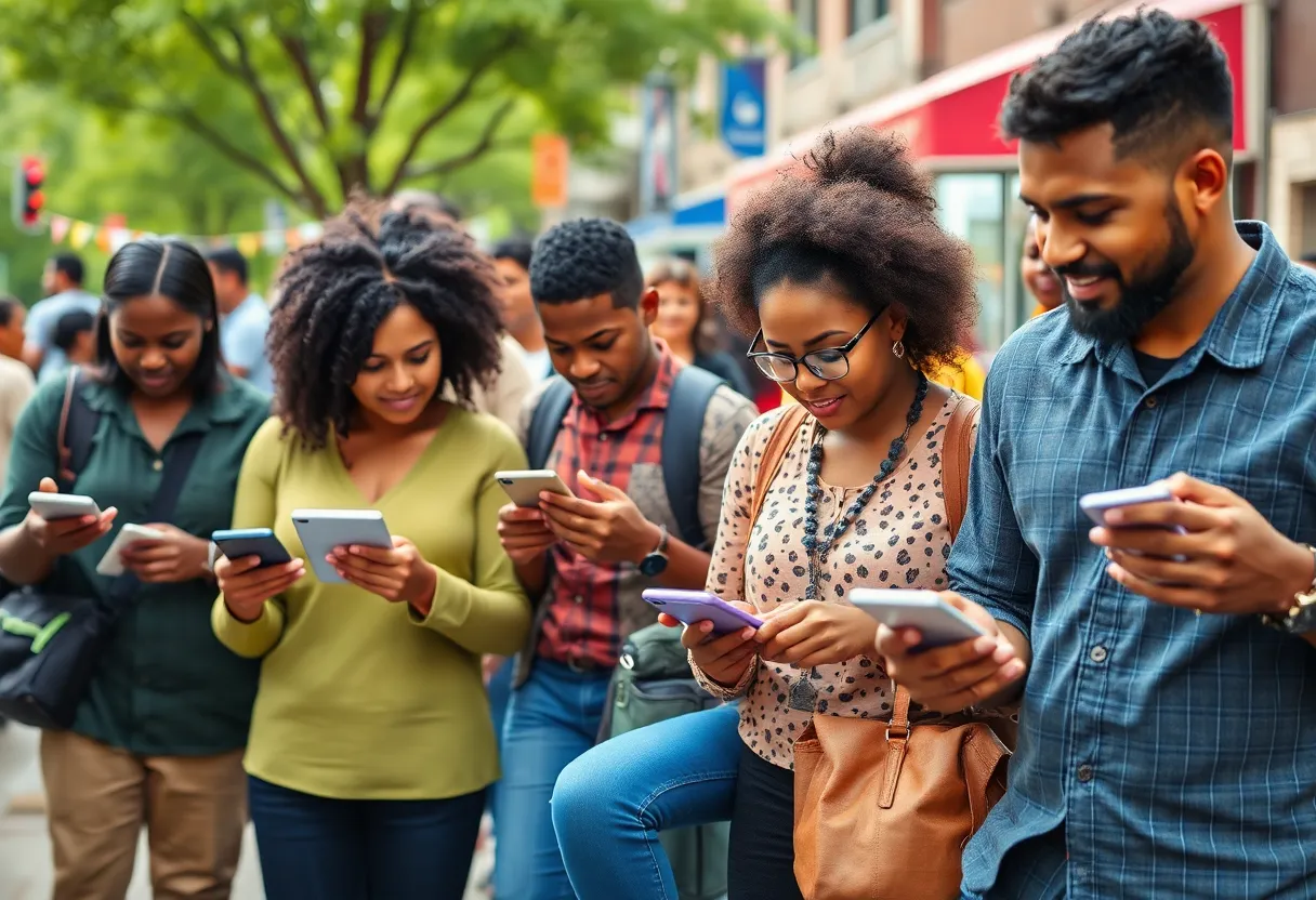 Community members in Nashville engaged with technology, emphasizing digital inclusion.