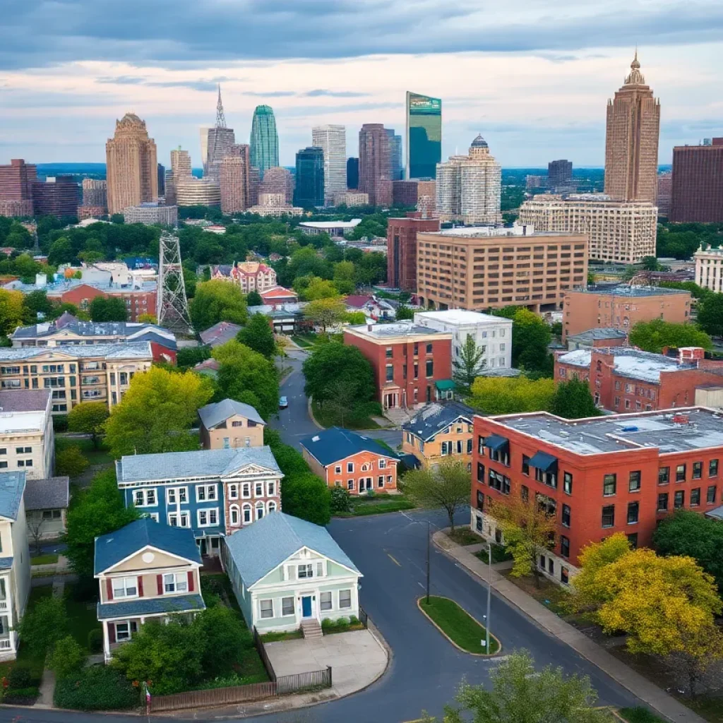 A city view of Nashville highlighting homes and commercial properties