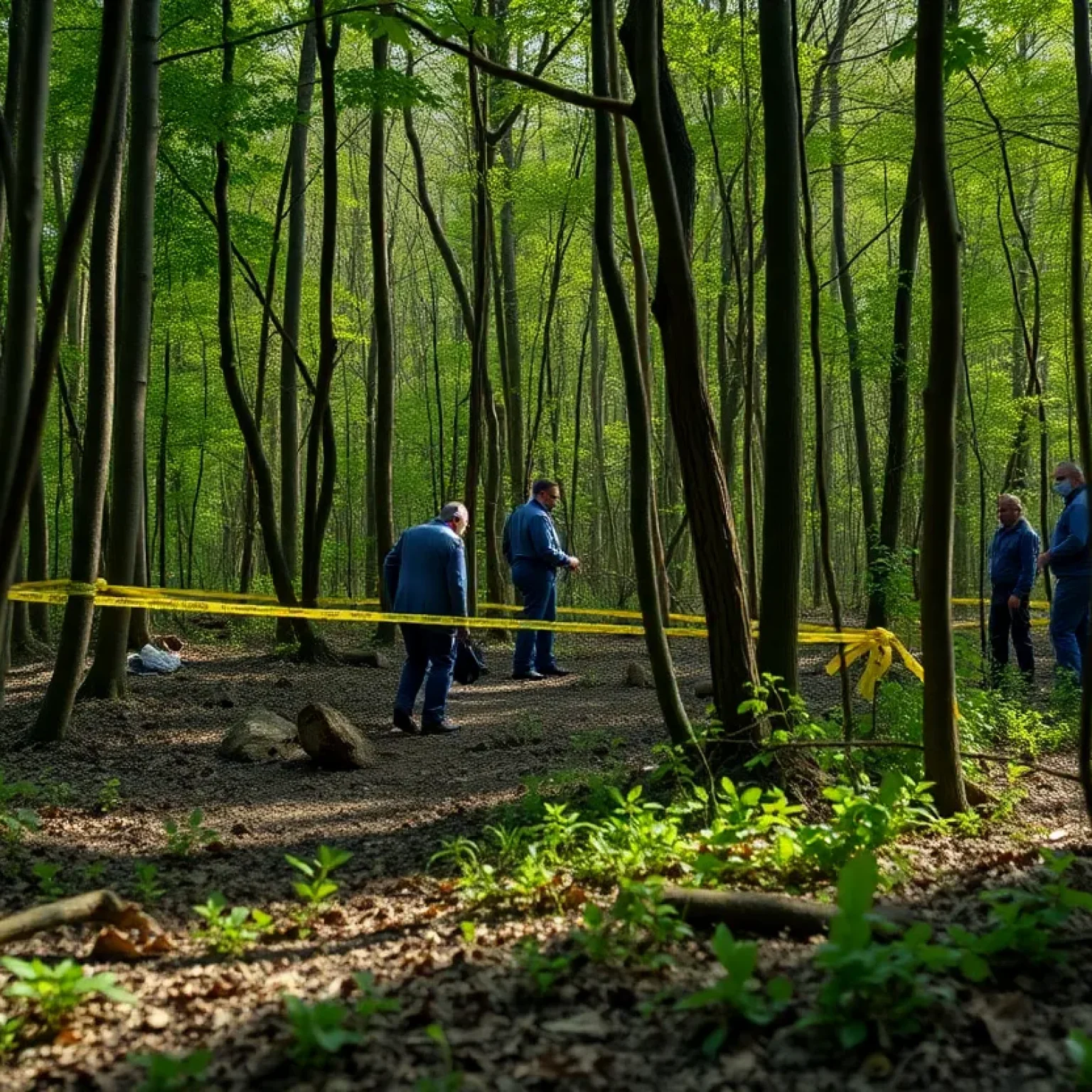 Search team in a wooded area of Nashville looking for human remains.