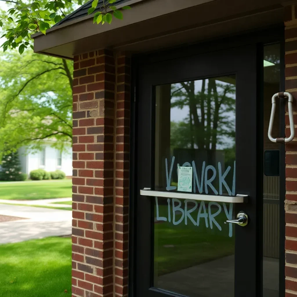 Nashville Public Library with visible vandalism