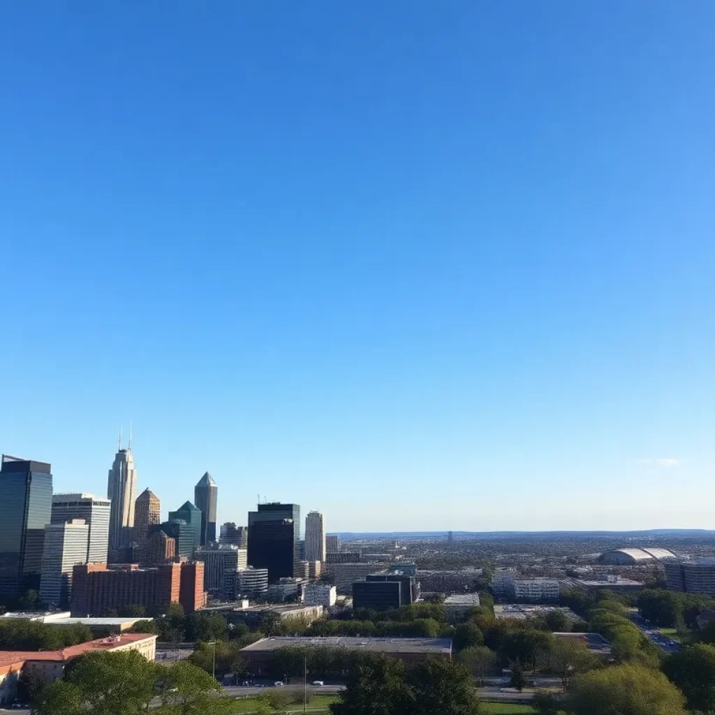 Skyline view of Nashville Tennessee with an emphasis on Nashville Airport